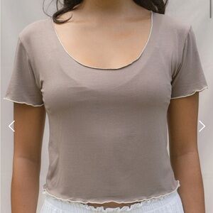 Casual Brown Short Sleeve Top